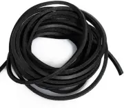 LolliBeads (TM) 3mm Flat Genuine Leather Cord Braiding 5yard, Flat_black