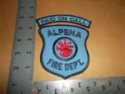 Alpena Fire Department Patch w/Paid On Call Rocker~Michigan~MI~New~Darker Blue~