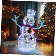 Lighted Christmas Snowmen Iridescent Pre-Lit 3D Glittered Snowmen Outdoor