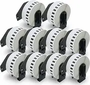 10 Rolls Brother-Compatible P-Touch DK-22210 29mm x 30.48m(1-1/7" x 100') Continuous Length Paper Labels with Refillable Cartridge
