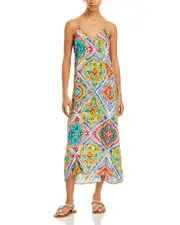 Echo Lisbon Silk Tile Print Midi Dress