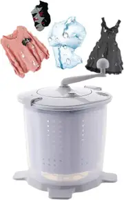 Hand Powered Washing Machine, Portable Manual Non Electric Washing Machine Speeds Up To 1200 Rpm, Hand Crank Washer, Quick Laundry Solution For Whites