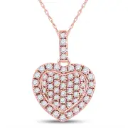 14k Rose Gold Round Diamond Heart Pendant 1/4 Cttw