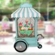 Sweet Shop Dessert Cart With Awning Glittery Snow Globe Real Rolling Wheels