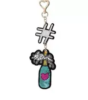 $28 Betsey Johnson Bag Dangle Key Ring Hashtag Champagne Bottle BN2