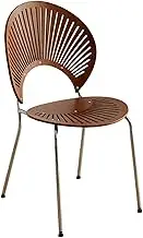 Dining Chair Vintage Solid Wood Back Metal Frame Kitchen Chair Shell Shape Coffee Table Chair for Bedroom Dining Room Living Room