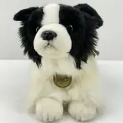 Border Collie Plush Dog with Collar Tag Miyoni By Aurora Black and White