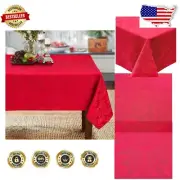 Luxurious Red Jacquard Woven Tablecloth - 70" x 144" Rectangle, Holiday Ready