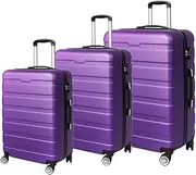 [Slimbridge] 3pcs Luggage Set Suitcase Trolley, 20" 24" 28" Inch Sets Travel Packing with Built-in Lock, Hard Shell 360° Wheels Spinner Luggages Suitcases, Purple