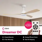 Claro Dreamer 52" DC Ceiling Fan with LED Light Option, 4 Year Warranty