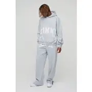 Mens Grey Tall Oversized Boxy Split Hem Homme Tracksuit