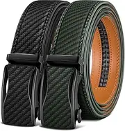 [KEMISANT] Mens Ratchet Belt 2 Units, Sliding Belt For Mens Dress Casual Pant Shirts Oxfords 1 3/8",Size Adjustable