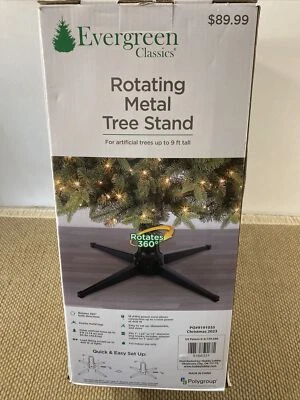 Evergreen Classics Rotating Electric Metal Christmas Tree Stand 9’ Ft. 90 Lbs