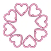 8 Pcs Heart-Shaped Trigger Snap Clip Keyrings Buckle Hook, Pink