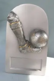 D-SR silver dome SOCCER award trophy resin kicking