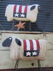 Inspiring Handiwork Buttermilk Basin PATRIOTIC SHEEP wool hook applique Pattern