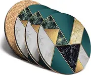 Destination Vinyl ltd Great Coasters (Set of 4) Round - Abstract Art Deco Marble Effect Drink Glossy Coasters/Tabletop Protection for Any Table Type #21082