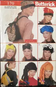 butterick sewing patterns 170 Misses Winter Hats & Backpacks Uncut Factory Fold