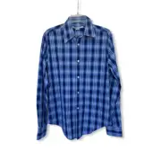 Stella McCartney Men Shirt NWT Size 39 Blue Plaid 100% Cotton MJ0 469630