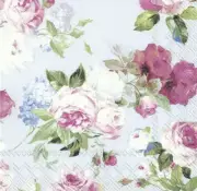 4 Paper Coctail Napkins for Decoupage / Parties / Weddings - Scarlett light blue