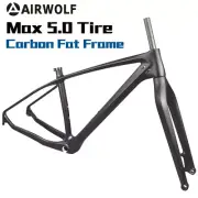 AIRWOLF Carbon Fiber Fat Bike Frame+Fork Snow MTB Frameset T1000 26er 5.0" tire