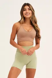 Beige Seamless Activewear Top - Size L, Women's Aw Top