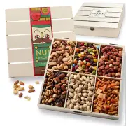 Christmas Nut Gift Basket, in Reusable Wooden Crate, Healthy Gift Option Gourmet