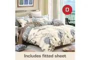 Double Size Dandelion Design Cotton Quilt Cover + Fitted Sheet