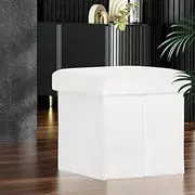 Artiss Ottoman, Round Storage Ottomans Lounge Footstool Foot Pouf Stool Make Up Seat Rest Home Decor Bedroom Hallway Office Living Room Furniture, High-Resilience Soft Teddy Fabric White