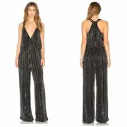 Parker Donny Women's Black Sequined Jumpsuit Size S NWT REG $528