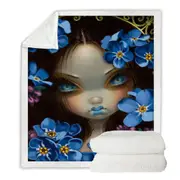 The Language of Flowers Forget Me Nots Blue Girl Throw Blanket