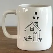 Rae Dunn MY HAPPY PLACE Home Double Sided Farmhouse Mug With House Hearts NEW