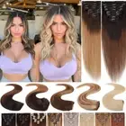 CLEARANCE Clip in 100% Real Remy Human Hair Extensions Weft Balayage 8Pieces Set