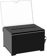 PoDhey Acrylic Donation Box with Lock Clear Ballot Box with Removable Sign Holder 6.25×4.5×4 Inch Suggestion Box Storage Container with Keys Reusable Raffle Box for Fundraising Voting Charity Ballot A