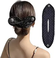 Shining Rhinestone Hair Bun Maker Magic Donut Hair Bun Maker Hair Twist Curler Large Buns Shaper Flexible Reusable Bun Lazy Hair Curler French Hairstyle Twist Bun Styler Maker (Black, One size)