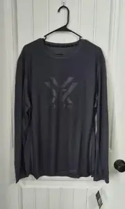 Vortex Men's Core Logo Performance Grid T Shirt Long Sleeve Turbulence Gray