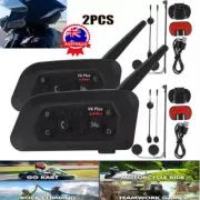 2PCS 1200M 6 Rider Motorcycle Intercom Communication Bluetooth Helmet Headset FM
