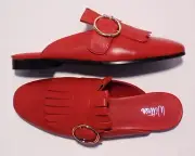 BNIB:BEAUTIFUL WITTNER RED LEATHER SLIP ON MULES 40 "CARTAR"