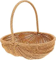 GANAZONO Small Wicker Basket with Handle,Wedding Flower Girl Basket Candy Storage Basket Willow Hand Woven Picnic Basket for Storage and Decoration 27cm