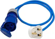 UK Plug to 16 Amp Blue Commando 230v Coupler