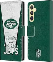 Head Case Designs Officially Licensed NFL Banner New York Jets Logo Art Leather Book Wallet Case Cover Compatible with Samsung Galaxy S23 FE 5G