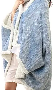 [Generic] Plush Cape Blanket - Wearable Cozy Shawl, Oversized Blanket Sweatshirt, Soft Warm Wrap | Lambskin Fleece Loungewear for Bed, Sofa, Indoor Relaxation, Outdoor Comfort in Cold Weather