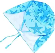 [OATIPHO] Boys and Girls Sun Protection Hat Lightweight Compact Full Uv Protection Adjustable Brim Chin Strap for Beach (1pc) Blue