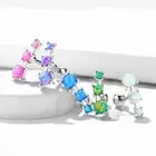 3 Opal Set Ear Cartilage Piercing Lobe Helix Tragus Barbell Stud Earring