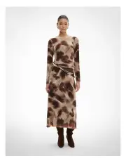 [Witchery] Mesh Twist Front Dress in Hazelnut Print