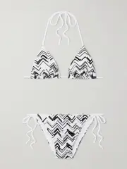 [Missoni] Missoni - Mare Striped Crochet-knit Triangle Bikini - White - IT42 IT 42 White