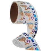 Bulk Roll Prismatic Stickers (100 Repeats) Mini Hanukkah Assortment