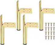 ATDORO Metal Furniture Leg, 4PCS Metal Furniture Leg, Cabinet Feet Modern Furniture Legs DIY Sofa Feet with Screws for Cupboard Table (Golden, 5inch)