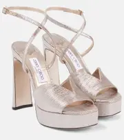 [Jimmy Choo] Jimmy Choo Karli 125 glitter platform sandals AU 10 metallic