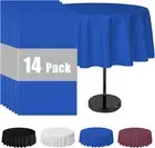 round Tablecloth Disposable 14-Pack 84 Inches round Plastic Table Cloth Blue for